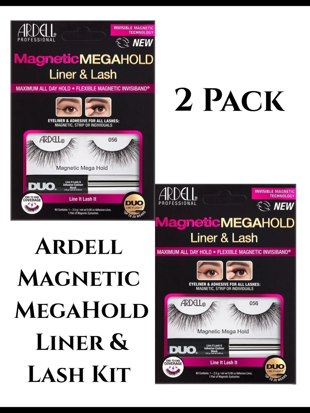 Ardell Magnetic MegaHold Faux Mink 056 Lash & Liner Kit Set of 2 NIB